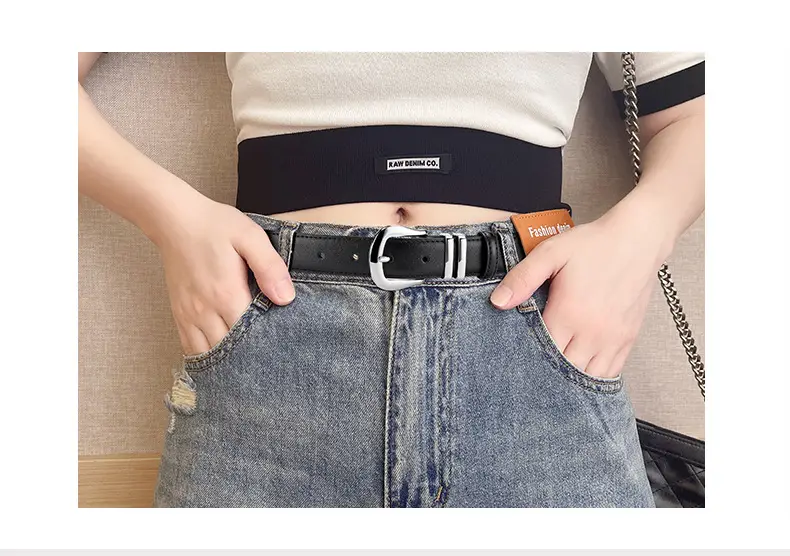 Women's Black Real Cowhide Belt Summer Wear β feature 3