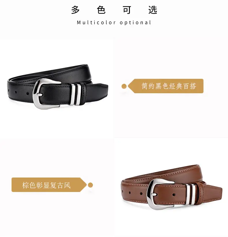 Women's Black Real Cowhide Belt Summer Wear β feature 9