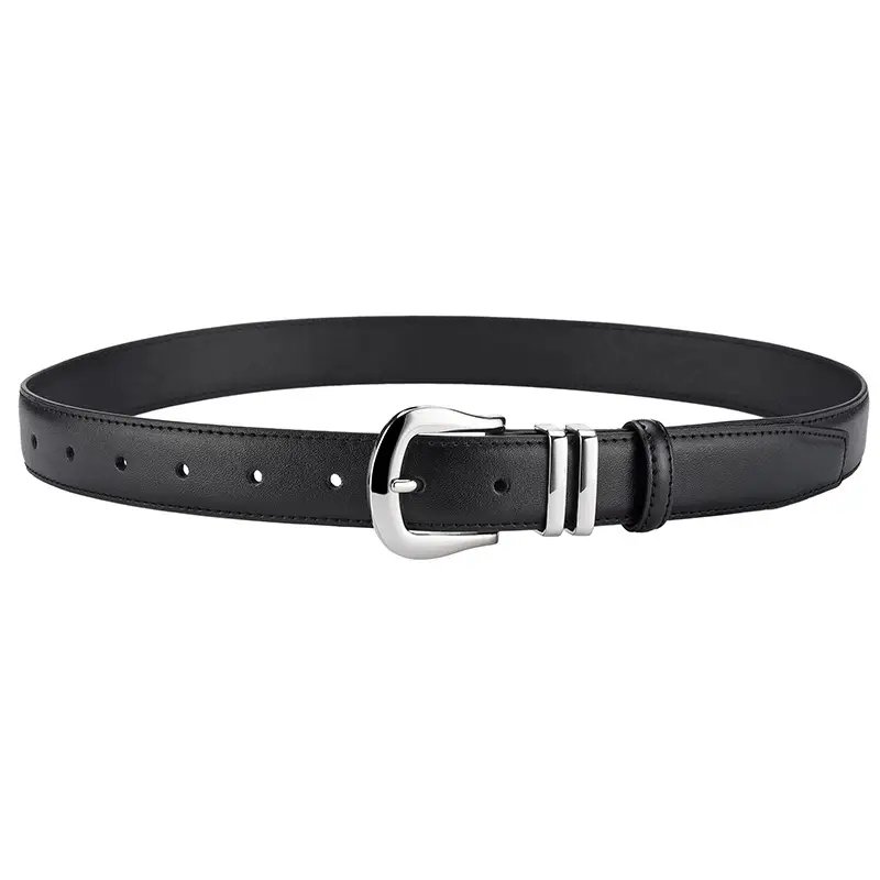 Women's Black Real Cowhide Belt Summer Wear