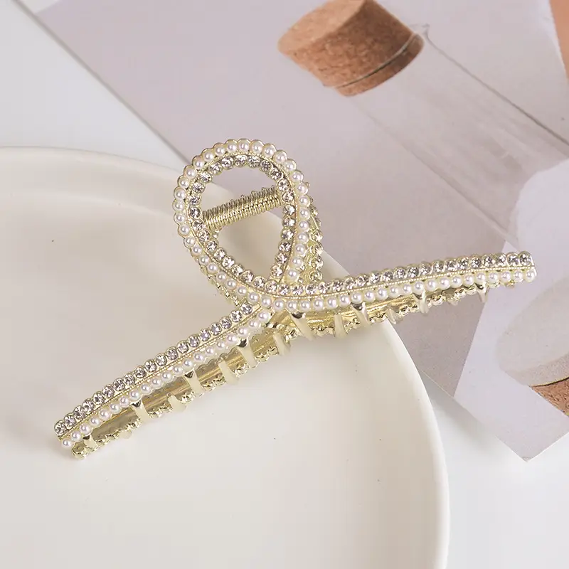 Gold Full Diamond Hair Grab Net with Shark Clip - Image 10