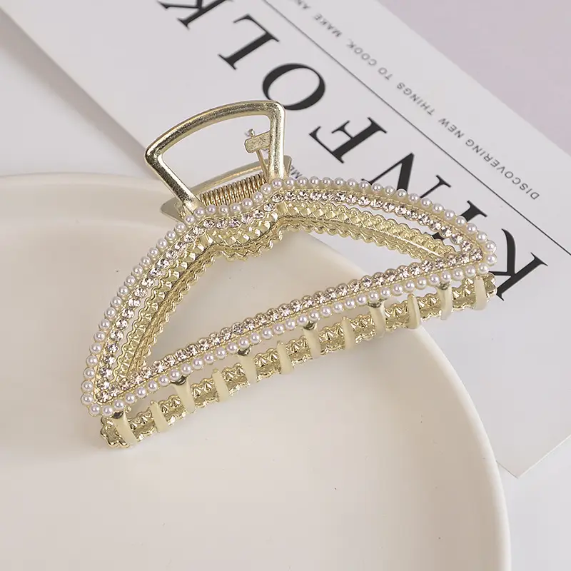 Gold Full Diamond Hair Grab Net with Shark Clip - Image 11