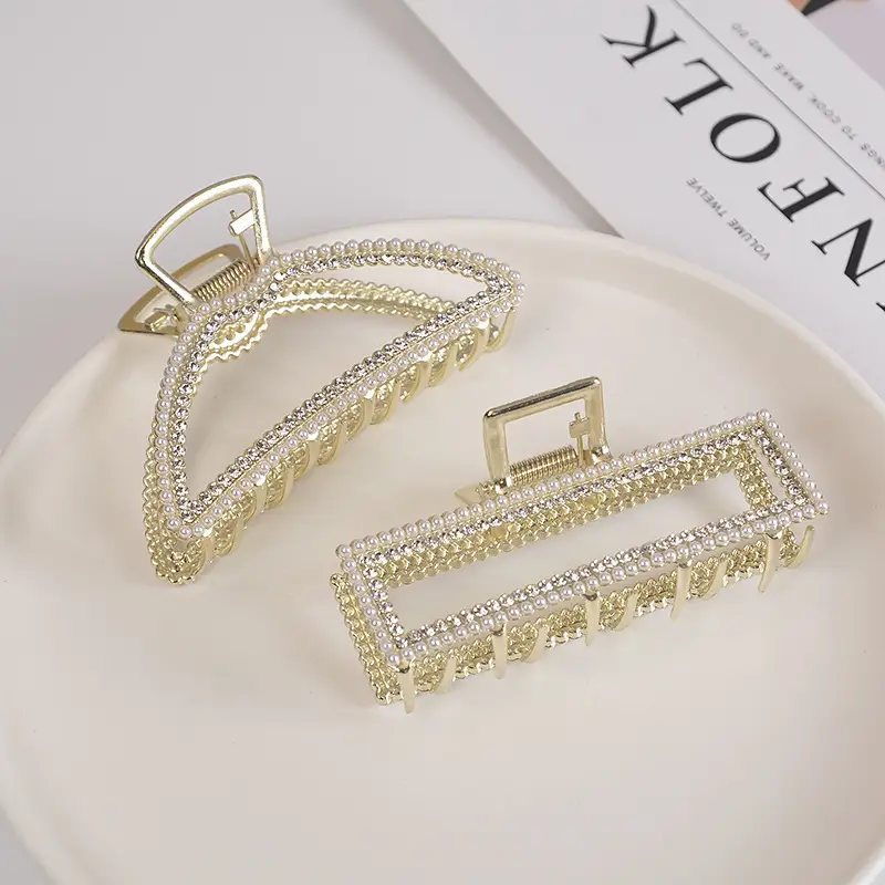 Gold Full Diamond Hair Grab Net with Shark Clip - Image 12