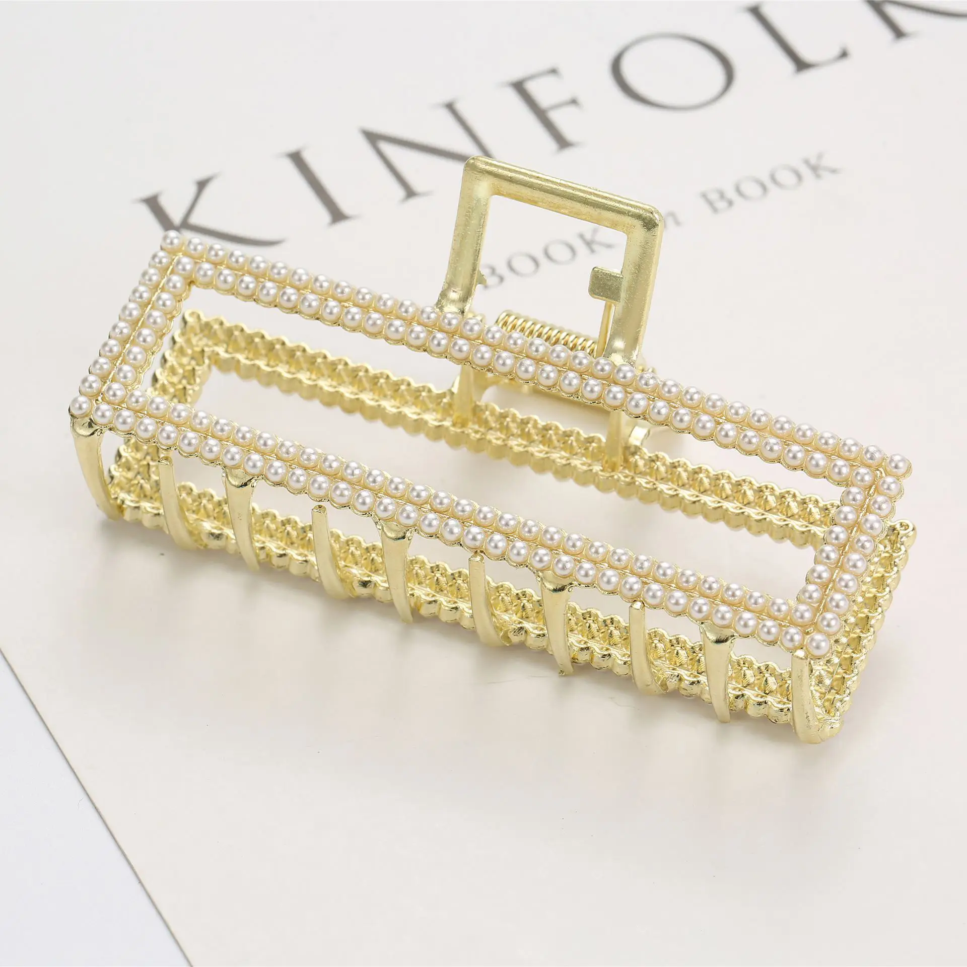 Gold Full Diamond Hair Grab Net with Shark Clip - Image 4