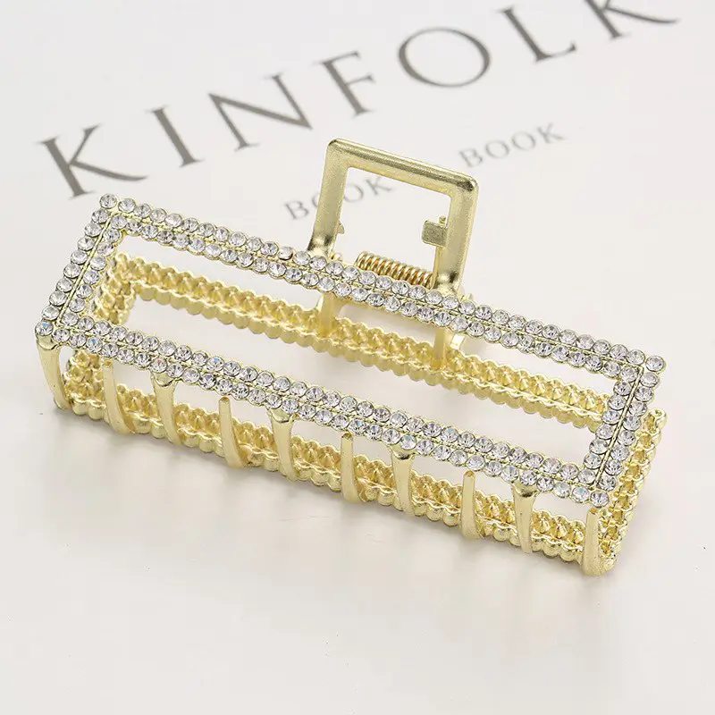 Gold Full Diamond Hair Grab Net with Shark Clip - Image 5