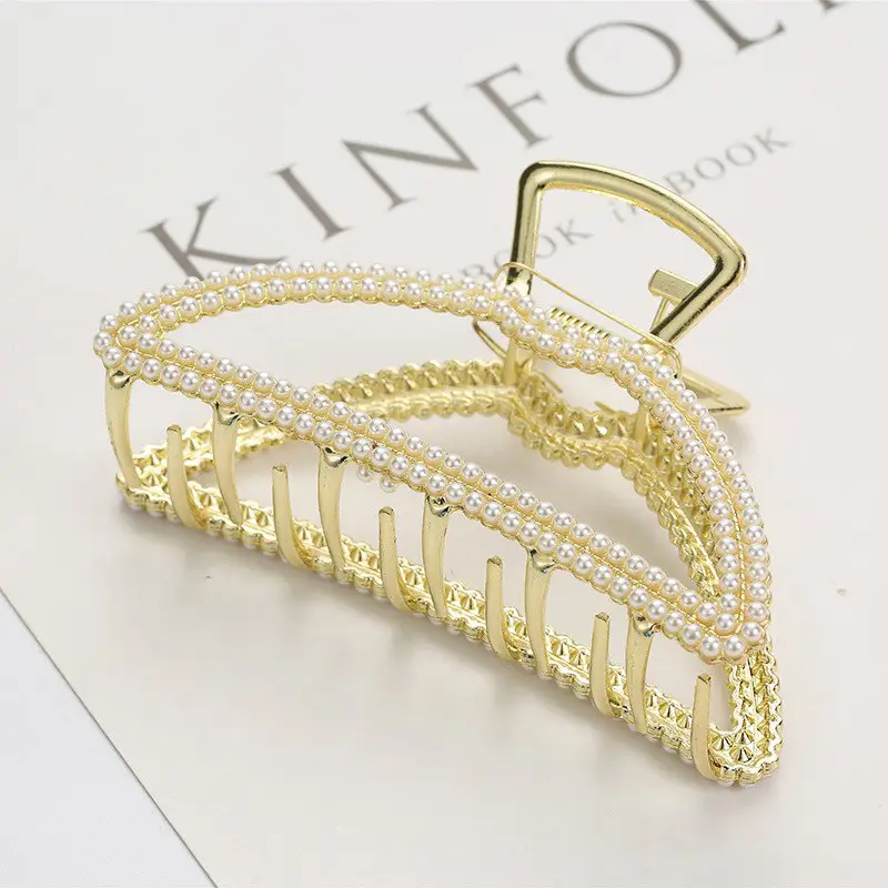 Gold Full Diamond Hair Grab Net with Shark Clip - Image 8
