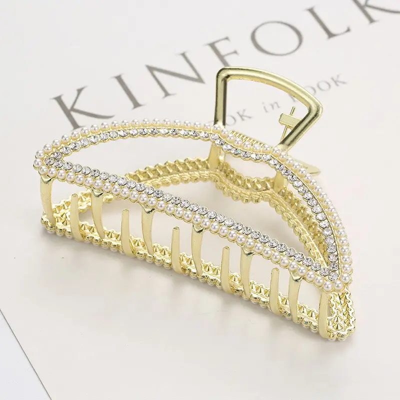 Gold Full Diamond Hair Grab Net with Shark Clip - Image 9