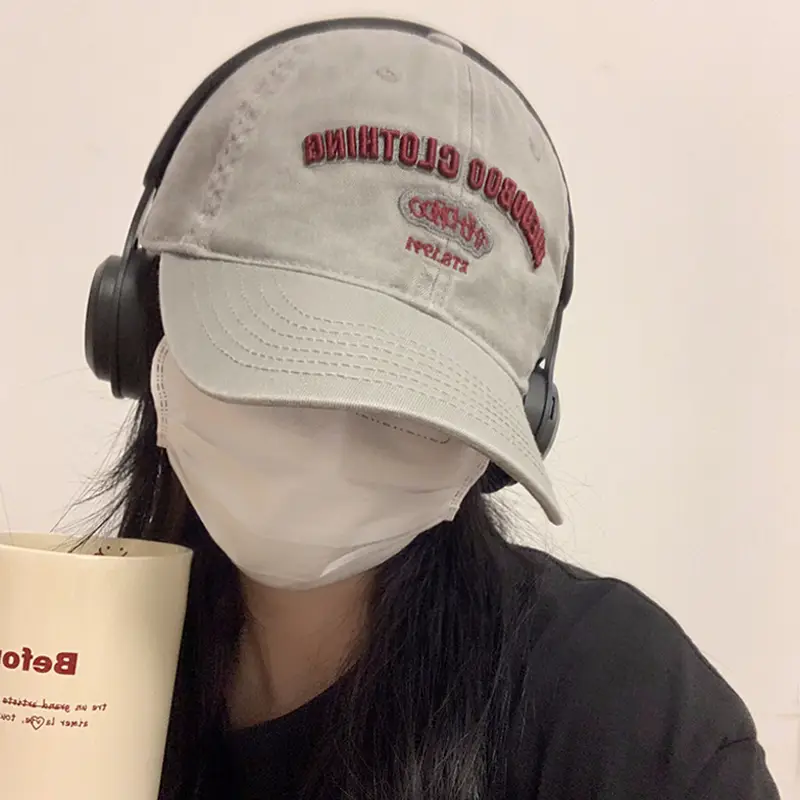 Women's Korean Style Washed Baseball Cap with Letter Embroidery - Image 4