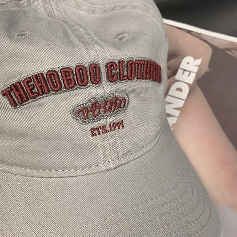 Women's Korean Style Washed Baseball Cap with Letter Embroidery - Image 5