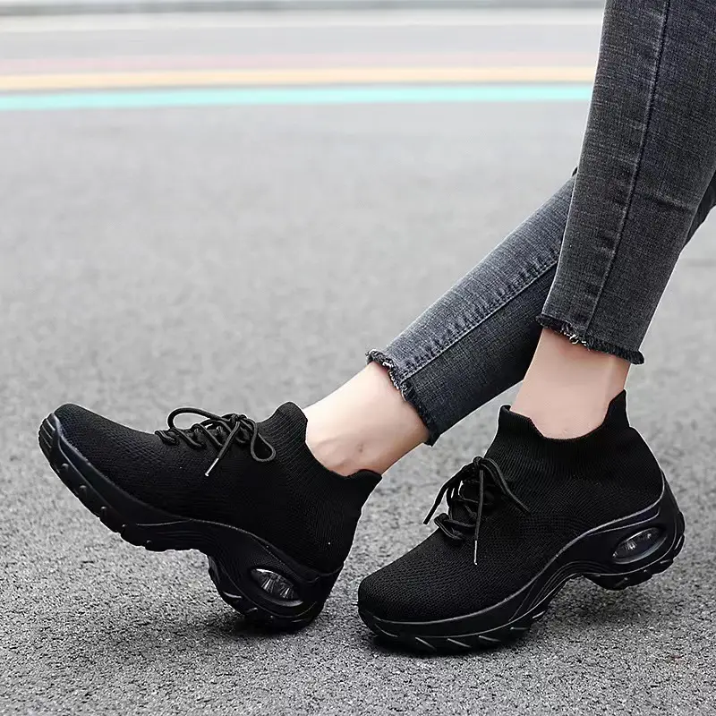 Women's Shoes New Style Air-Cushioned Thick-Soled Height-Increasing Casual Shoes for Women, Wholesale from Manufacturer, Fashionable Lightweight Fly-Knit Breathable Sports Shoes - Image 6