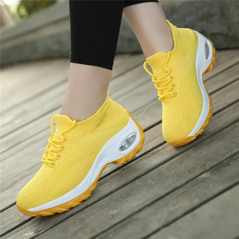 Women's Shoes New Style Air-Cushioned Thick-Soled Height-Increasing Casual Shoes for Women, Wholesale from Manufacturer, Fashionable Lightweight Fly-Knit Breathable Sports Shoes - Image 8