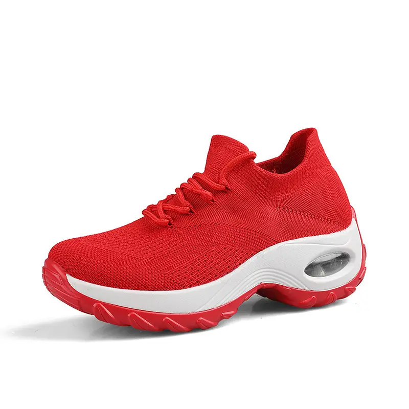 Women's Shoes New Style Air-Cushioned Thick-Soled Height-Increasing Casual Shoes for Women, Wholesale from Manufacturer, Fashionable Lightweight Fly-Knit Breathable Sports Shoes - Image 9