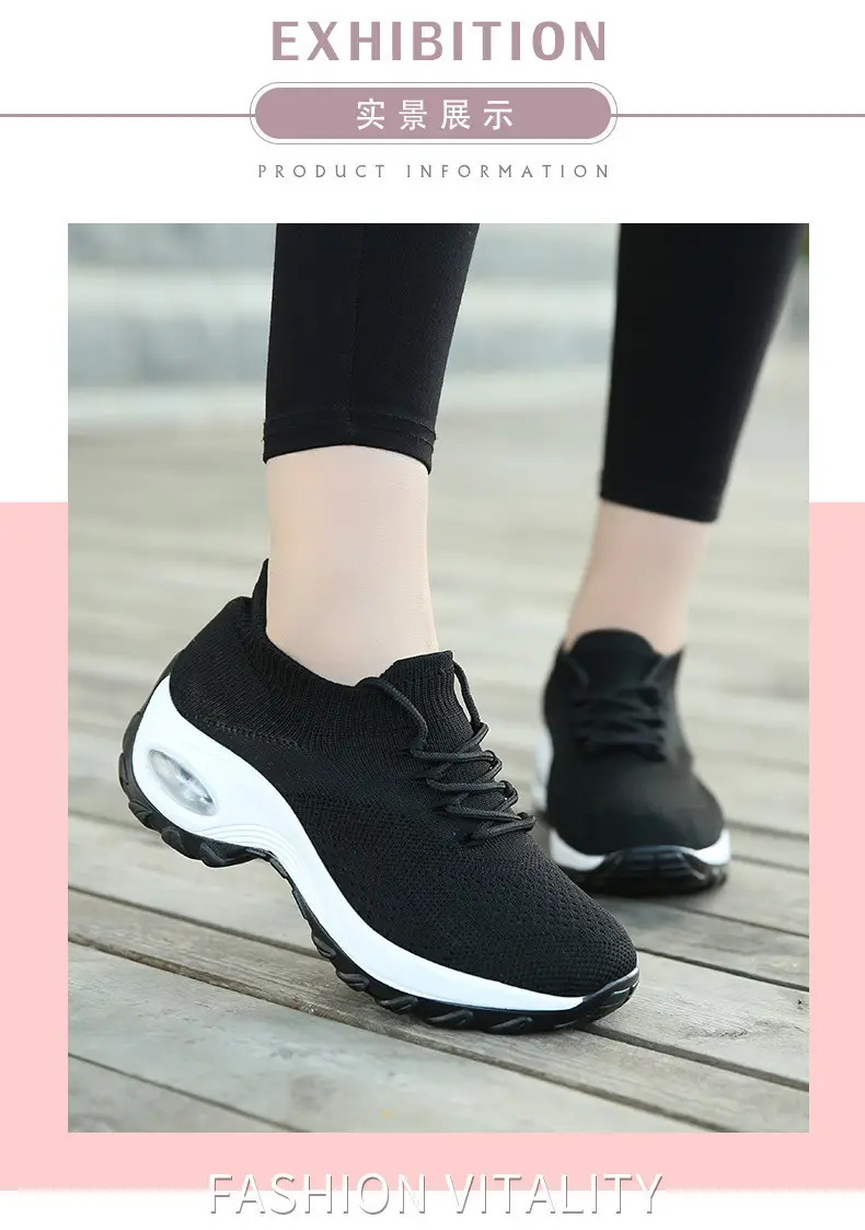 Women's Shoes New Style Air-Cushioned Thick-Soled Height-Increasing Casual Shoes for Women, Wholesale from Manufacturer, Fashionable Lightweight Fly-Knit Breathable Sports Shoes — feature 20