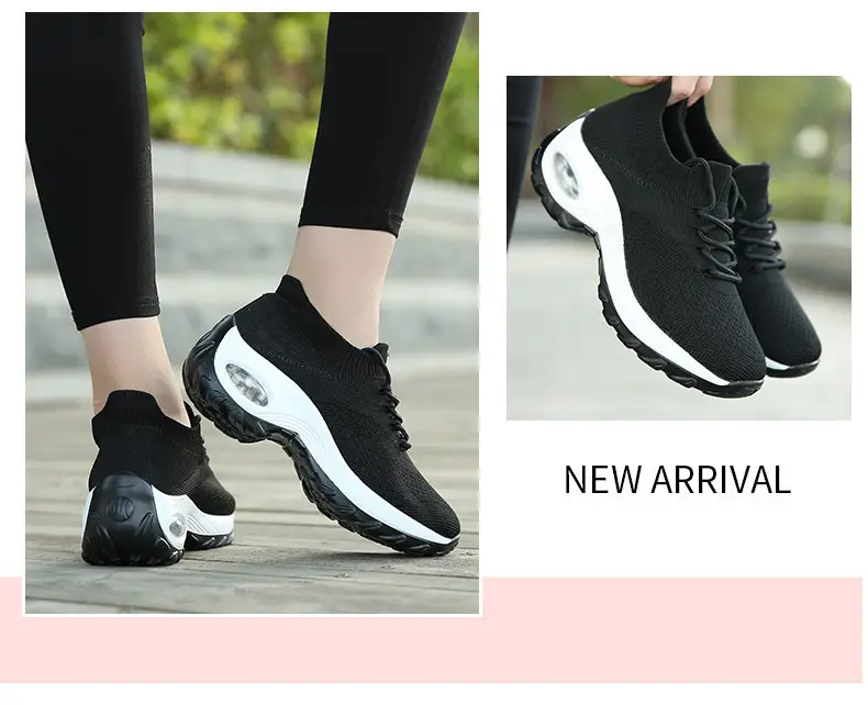 Women's Shoes New Style Air-Cushioned Thick-Soled Height-Increasing Casual Shoes for Women, Wholesale from Manufacturer, Fashionable Lightweight Fly-Knit Breathable Sports Shoes — feature 21