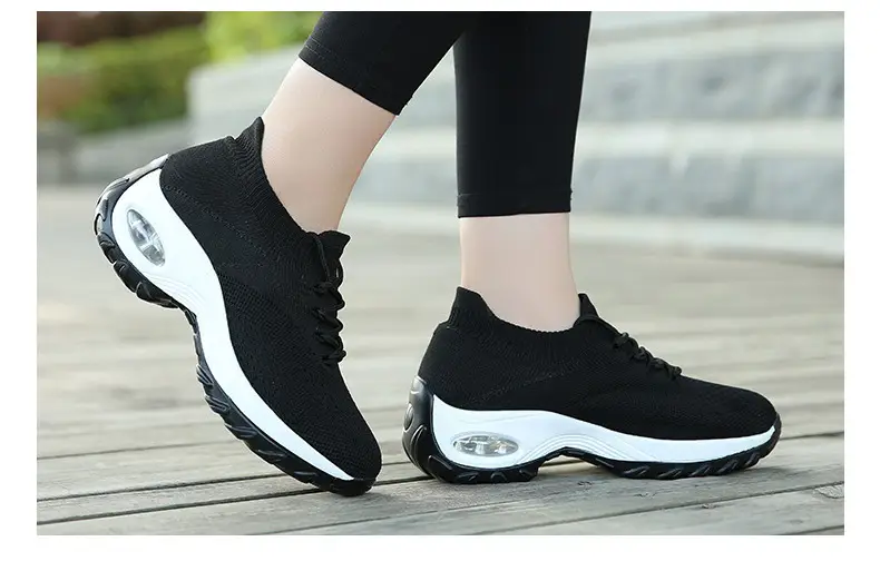 Women's Shoes New Style Air-Cushioned Thick-Soled Height-Increasing Casual Shoes for Women, Wholesale from Manufacturer, Fashionable Lightweight Fly-Knit Breathable Sports Shoes — feature 22