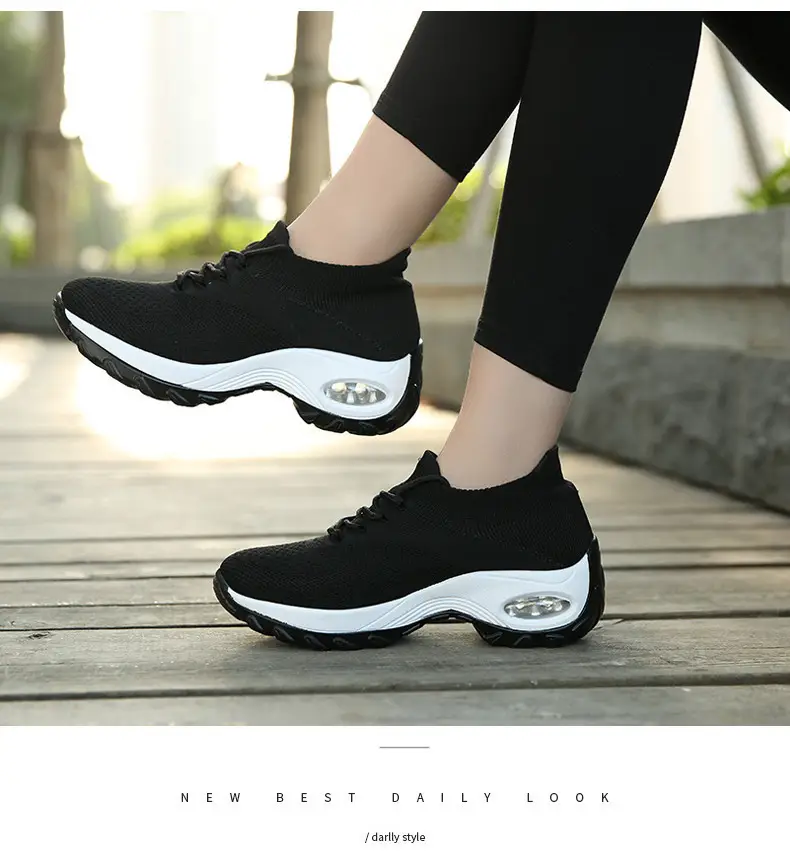 Women's Shoes New Style Air-Cushioned Thick-Soled Height-Increasing Casual Shoes for Women, Wholesale from Manufacturer, Fashionable Lightweight Fly-Knit Breathable Sports Shoes — feature 23