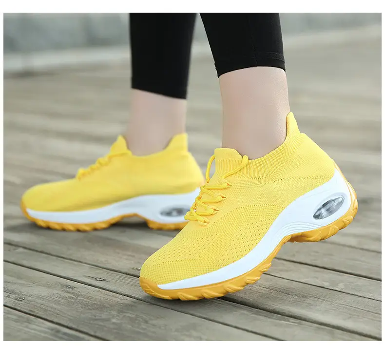 Women's Shoes New Style Air-Cushioned Thick-Soled Height-Increasing Casual Shoes for Women, Wholesale from Manufacturer, Fashionable Lightweight Fly-Knit Breathable Sports Shoes — feature 25