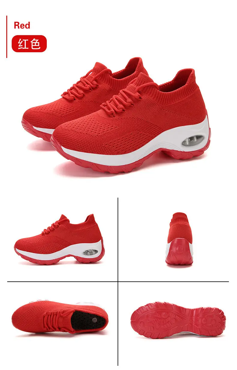 Women's Shoes New Style Air-Cushioned Thick-Soled Height-Increasing Casual Shoes for Women, Wholesale from Manufacturer, Fashionable Lightweight Fly-Knit Breathable Sports Shoes — feature 28