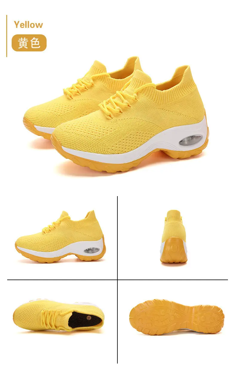 Women's Shoes New Style Air-Cushioned Thick-Soled Height-Increasing Casual Shoes for Women, Wholesale from Manufacturer, Fashionable Lightweight Fly-Knit Breathable Sports Shoes — feature 29