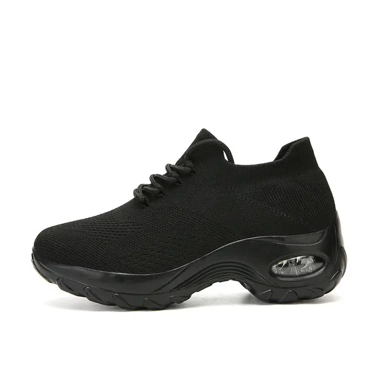 Women's Shoes New Style Air-Cushioned Thick-Soled Height-Increasing Casual Shoes for Women, Wholesale from Manufacturer, Fashionable Lightweight Fly-Knit Breathable Sports Shoes - Image 3