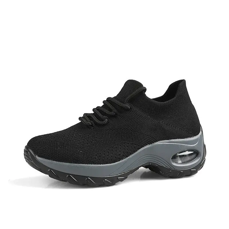 Women's Shoes New Style Air-Cushioned Thick-Soled Height-Increasing Casual Shoes for Women, Wholesale from Manufacturer, Fashionable Lightweight Fly-Knit Breathable Sports Shoes - Image 4