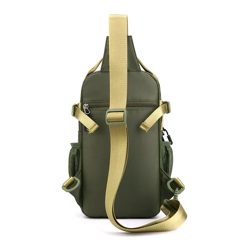 Men's Green Shoulder Bag with Gold Accents - Image 5