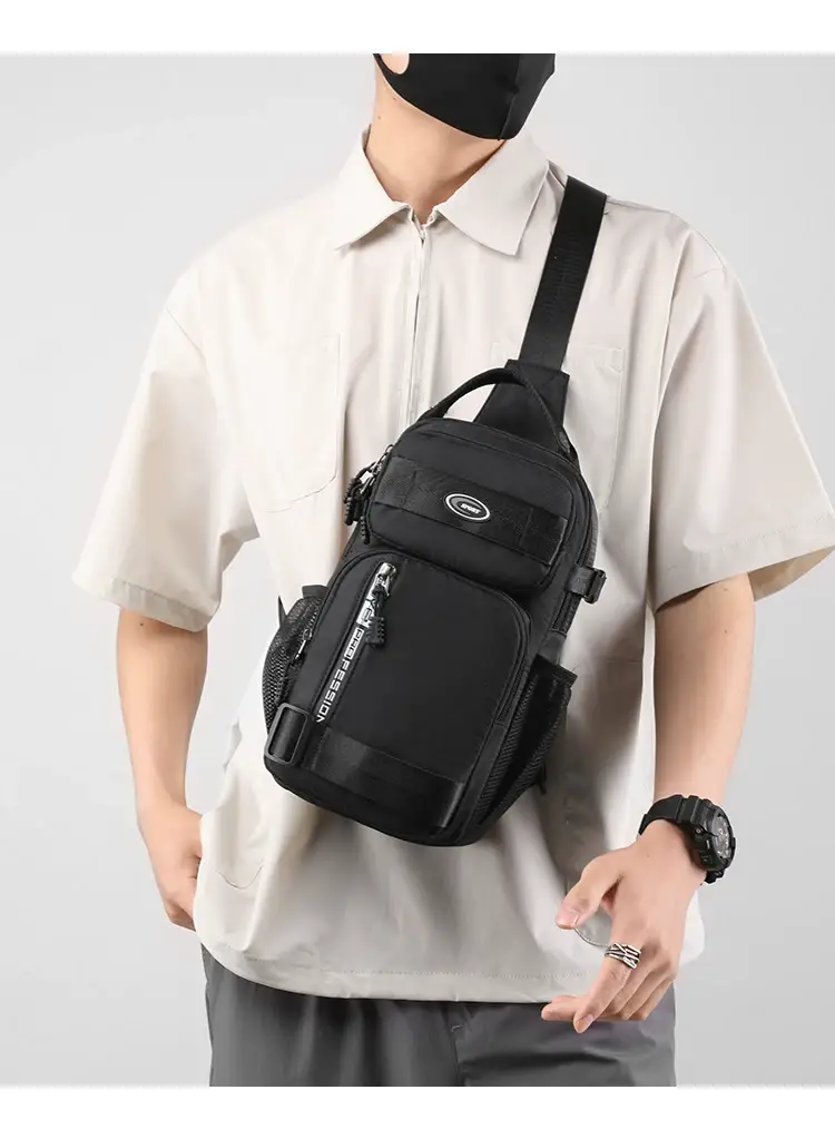 Men's Green Shoulder Bag with Gold Accents — feature 11