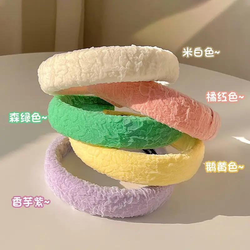 Women's Candy Color Pleated Hair Hoop Autumn Winter Mori Style
