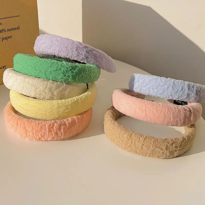 Women's Candy Color Pleated Hair Hoop Autumn Winter Mori Style