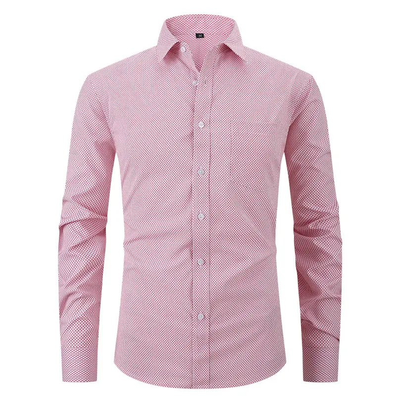 Men's Blue Plaid Button-Up Shirt Solid Color - Image 10