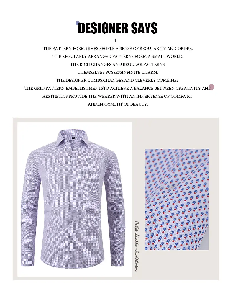 Men's Blue Plaid Button-Up Shirt Solid Color — feature 18