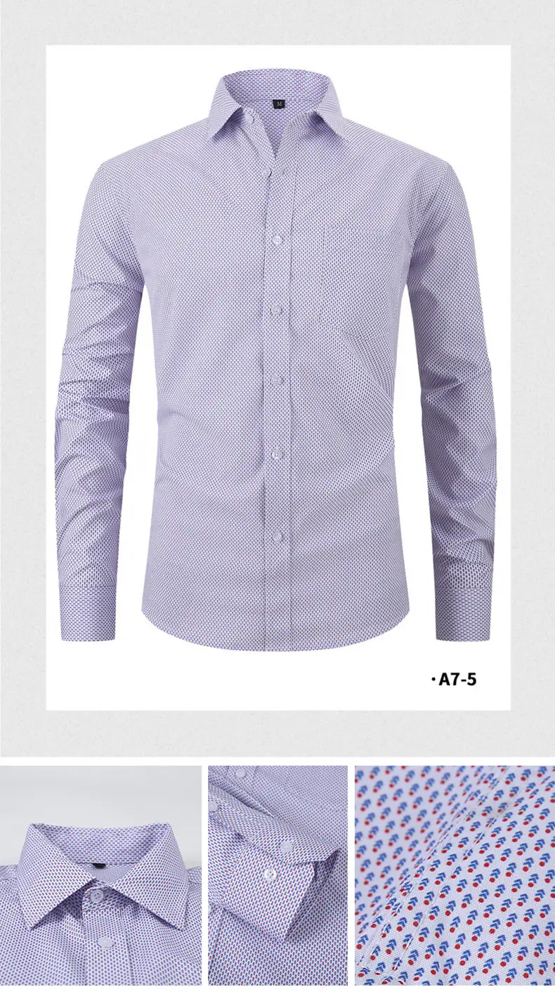 Men's Blue Plaid Button-Up Shirt Solid Color — feature 29