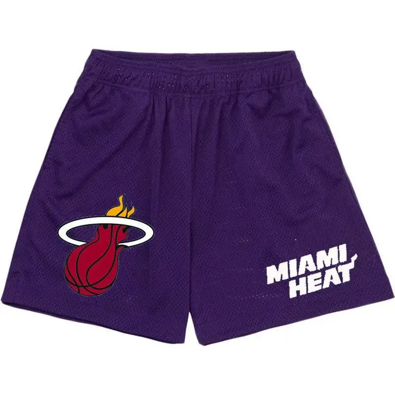 Miami Heat Muscle Men Shorts Maroon Jogging - Image 18