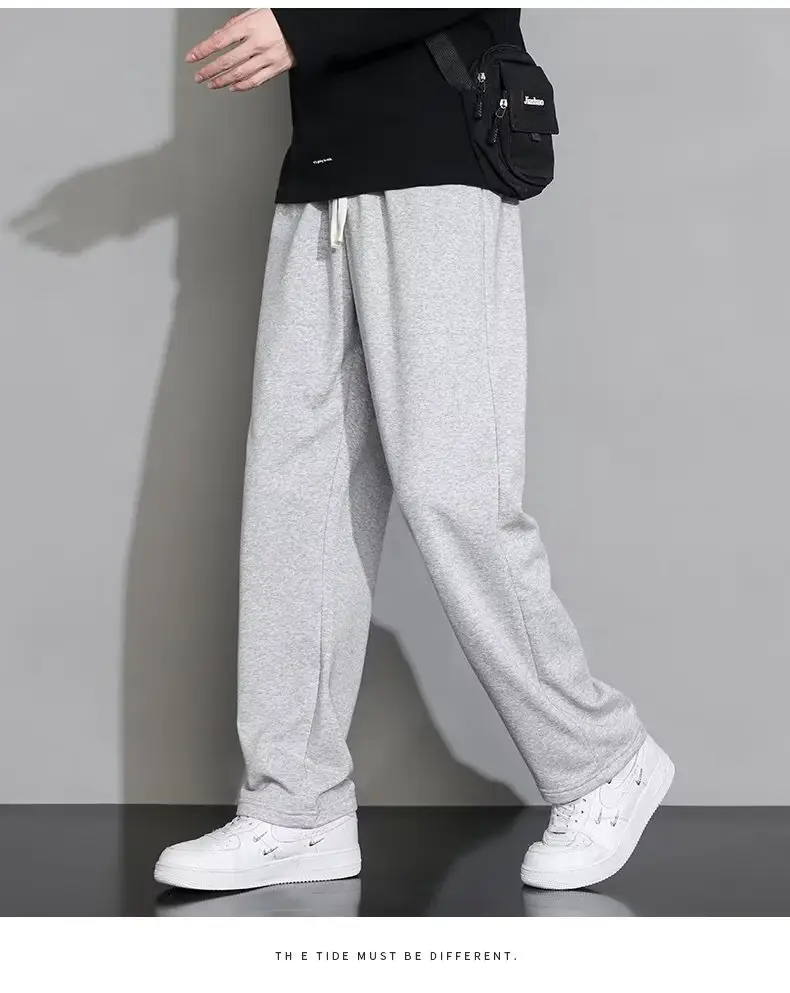 Men's Black Wide-leg Casual Pants Summer Dosing Heavy — feature 12