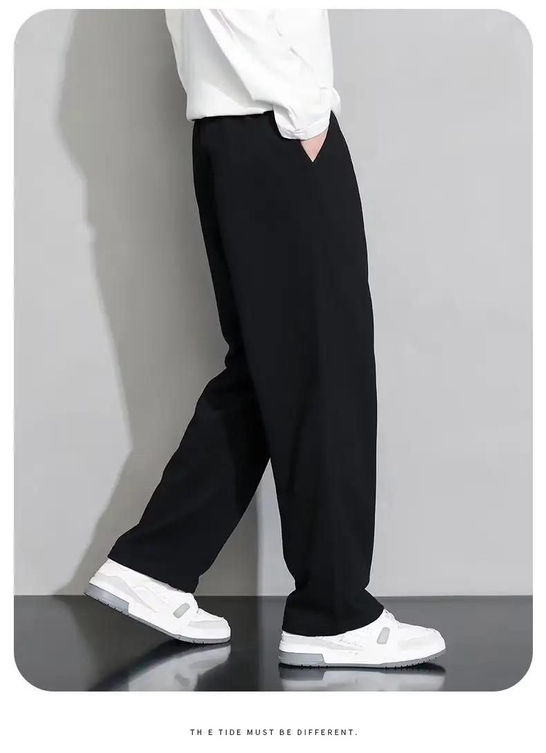 Men's Black Wide-leg Casual Pants Summer Dosing Heavy — feature 4