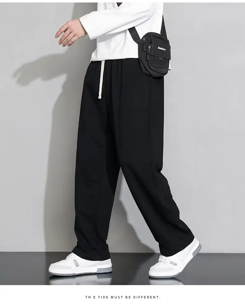 Men's Black Wide-leg Casual Pants Summer Dosing Heavy — feature 7