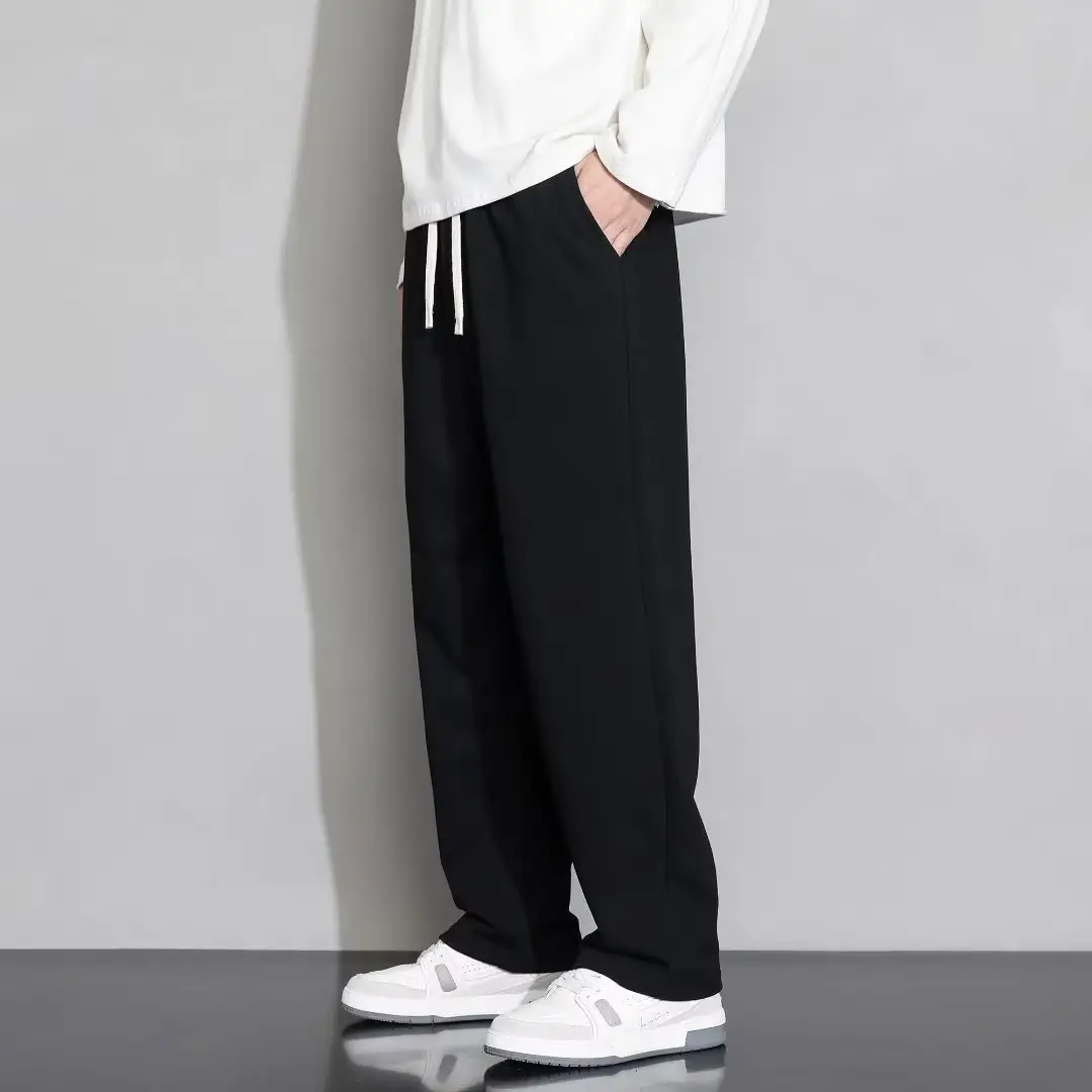 Men's Black Wide-leg Casual Pants Summer Dosing Heavy - Image 2