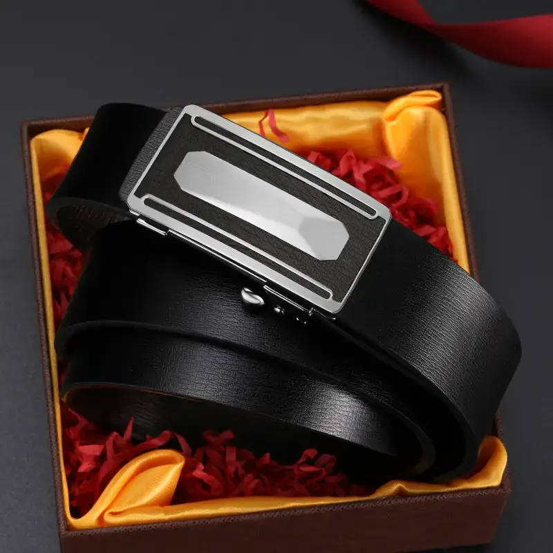2023 Men's Genuine Leather Buckle Belt Brown Gold - Image 5