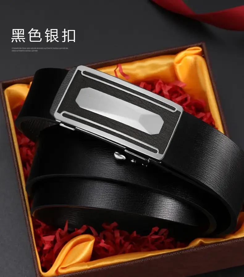 2023 Men's Genuine Leather Buckle Belt Brown Gold — feature 17