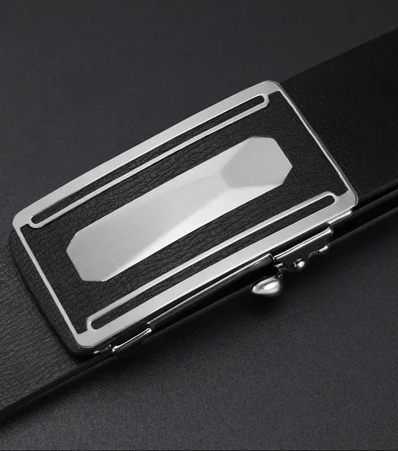 2023 Men's Genuine Leather Buckle Belt Brown Gold — feature 18