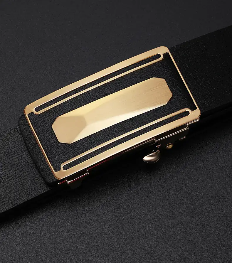 2023 Men's Genuine Leather Buckle Belt Brown Gold — feature 21