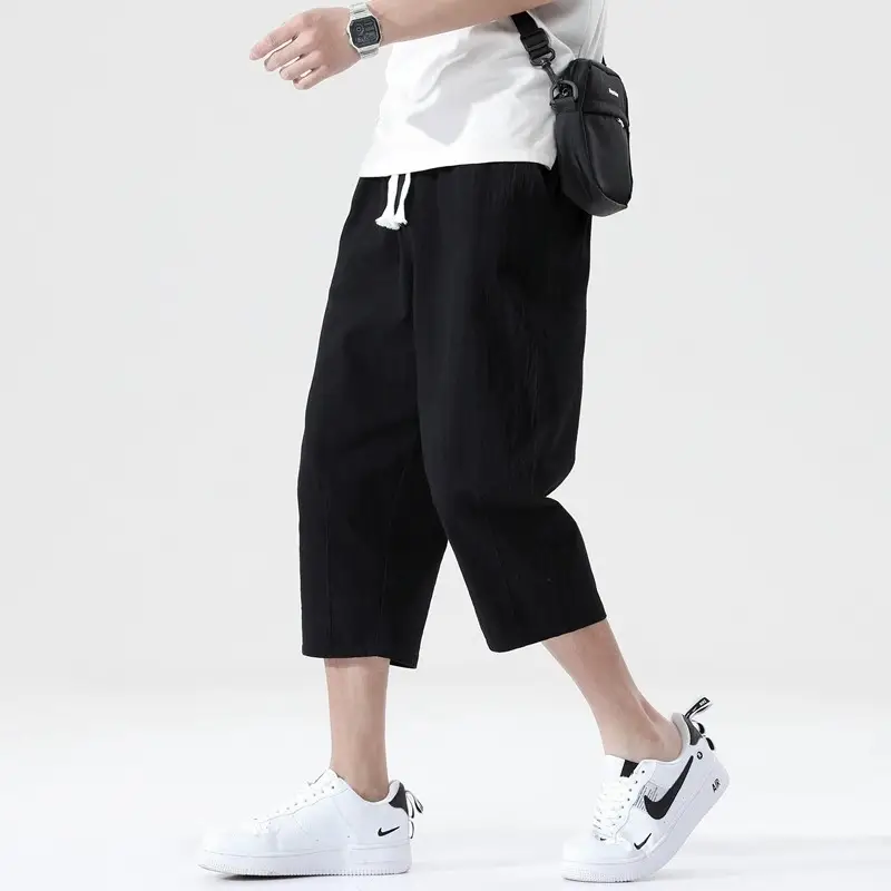 Men Loose Fit Casual Pants Cotton Linen Summer - Image 10