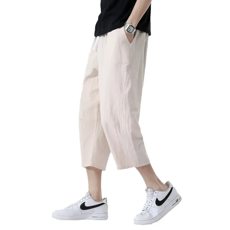 Men Loose Fit Casual Pants Cotton Linen Summer - Image 11