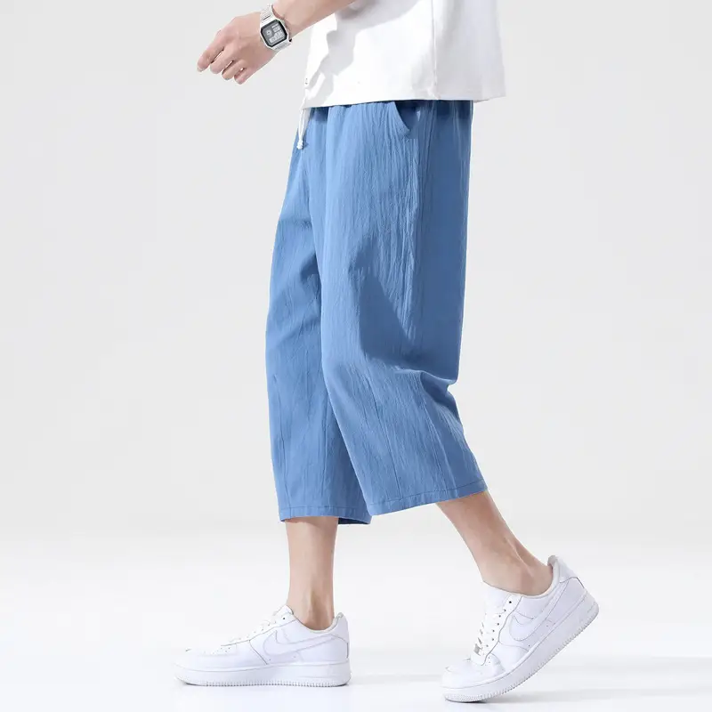 Men Loose Fit Casual Pants Cotton Linen Summer - Image 5