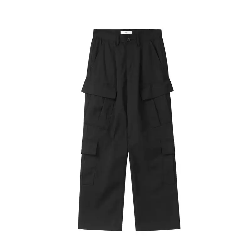 Men Black Heavy Duty Cargo Trousers Loose Straight Casual - Image 7