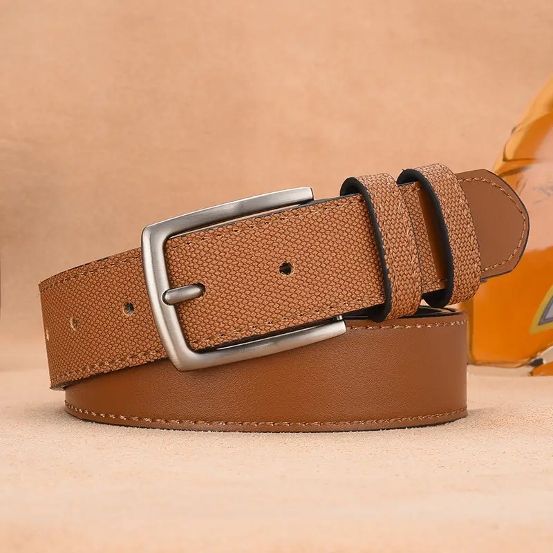 Men's Black PU Leather Belt with Silver Buckle - Image 4