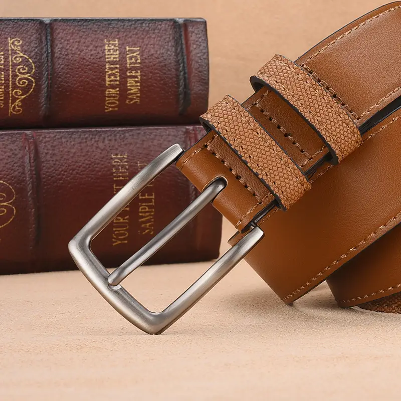 Men's Black PU Leather Belt with Silver Buckle - Image 5