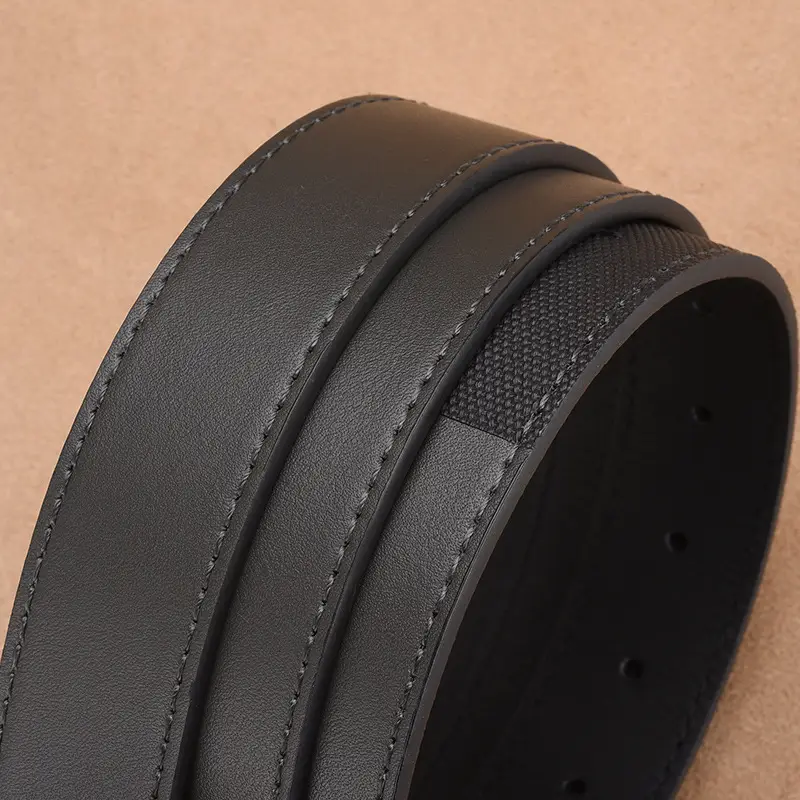 Men's Black PU Leather Belt with Silver Buckle - Image 6