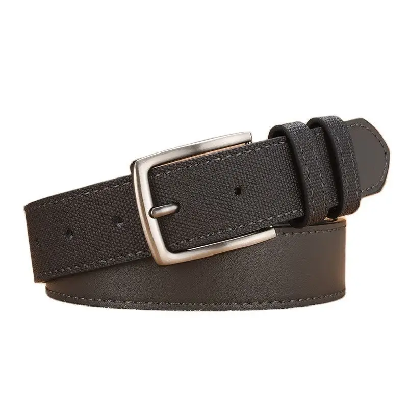 Men's Black PU Leather Belt with Silver Buckle - Image 8
