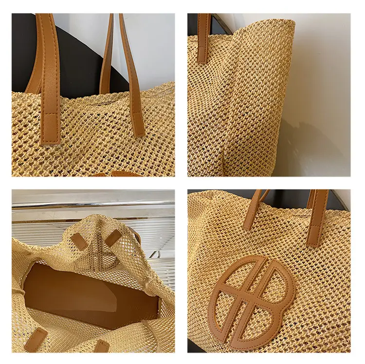 Women's Straw Tote Bag with Logo, 2025 Summer Casual Commuter — feature 8