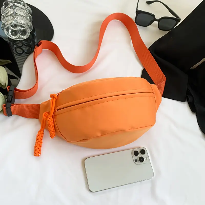 Women's Orange Canvas Crossbody Bag Large Capacity - Image 7